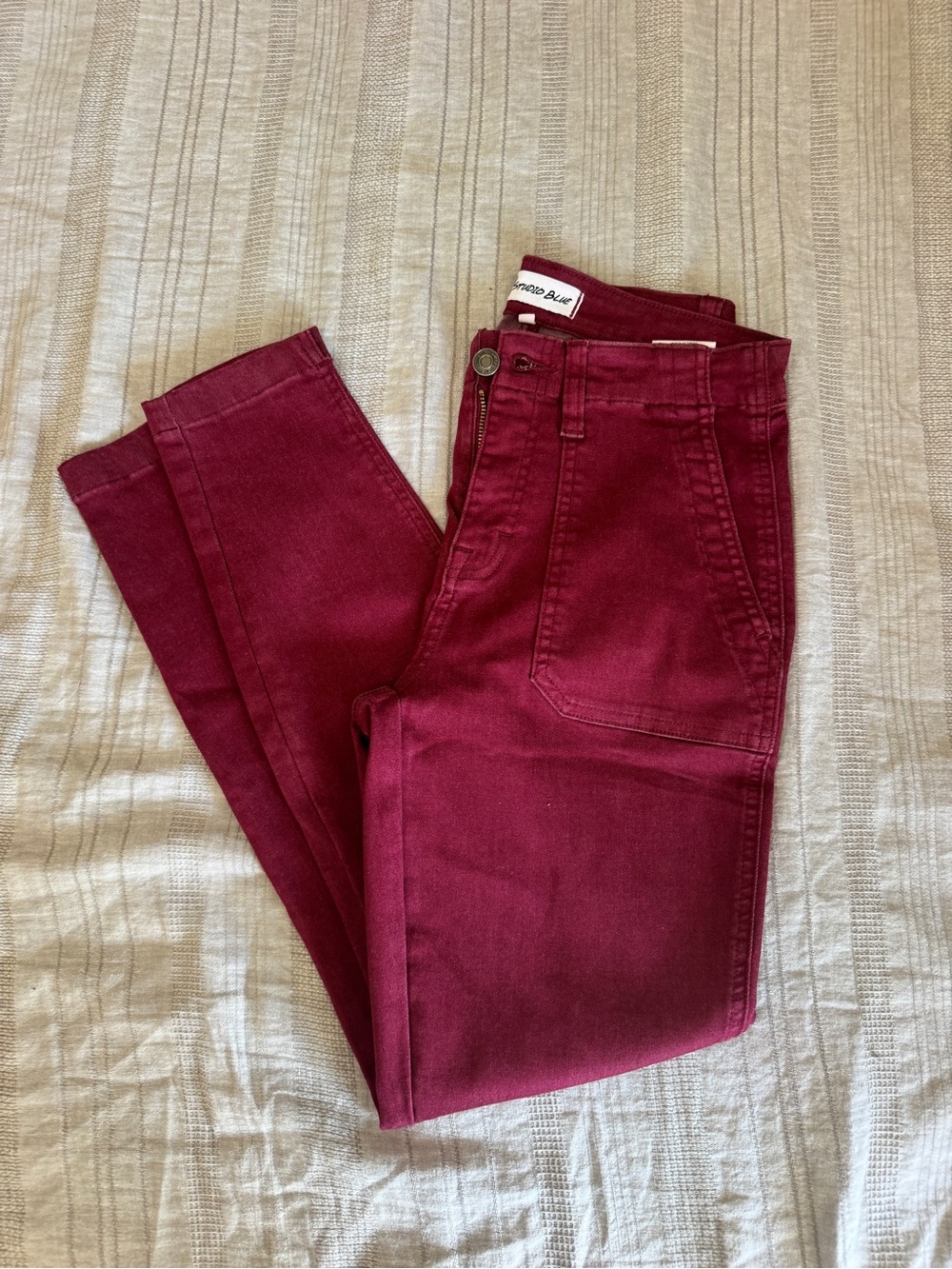 Sofia skinny utility pocket pant- Burgundy